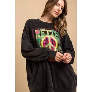 BLUE VELVET - Better Together Peace Graphic Sweatshirt